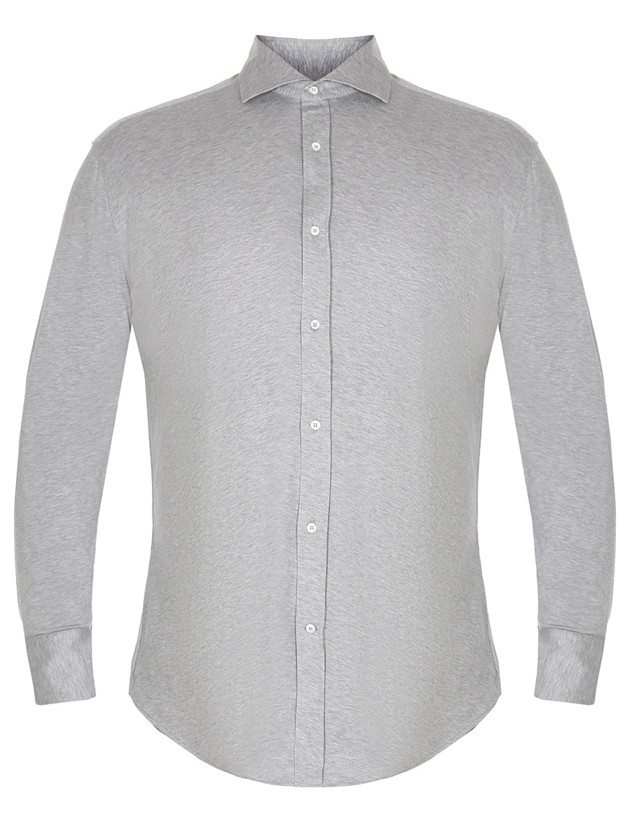 Рубашка Slim Fit хлопковая BRUNELLO CUCINELLI MOT656686 Серый, размер 50 - фото 1