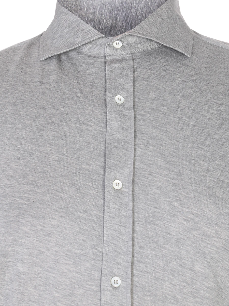Рубашка Slim Fit хлопковая BRUNELLO CUCINELLI MOT656686 Серый, размер 50 - фото 3