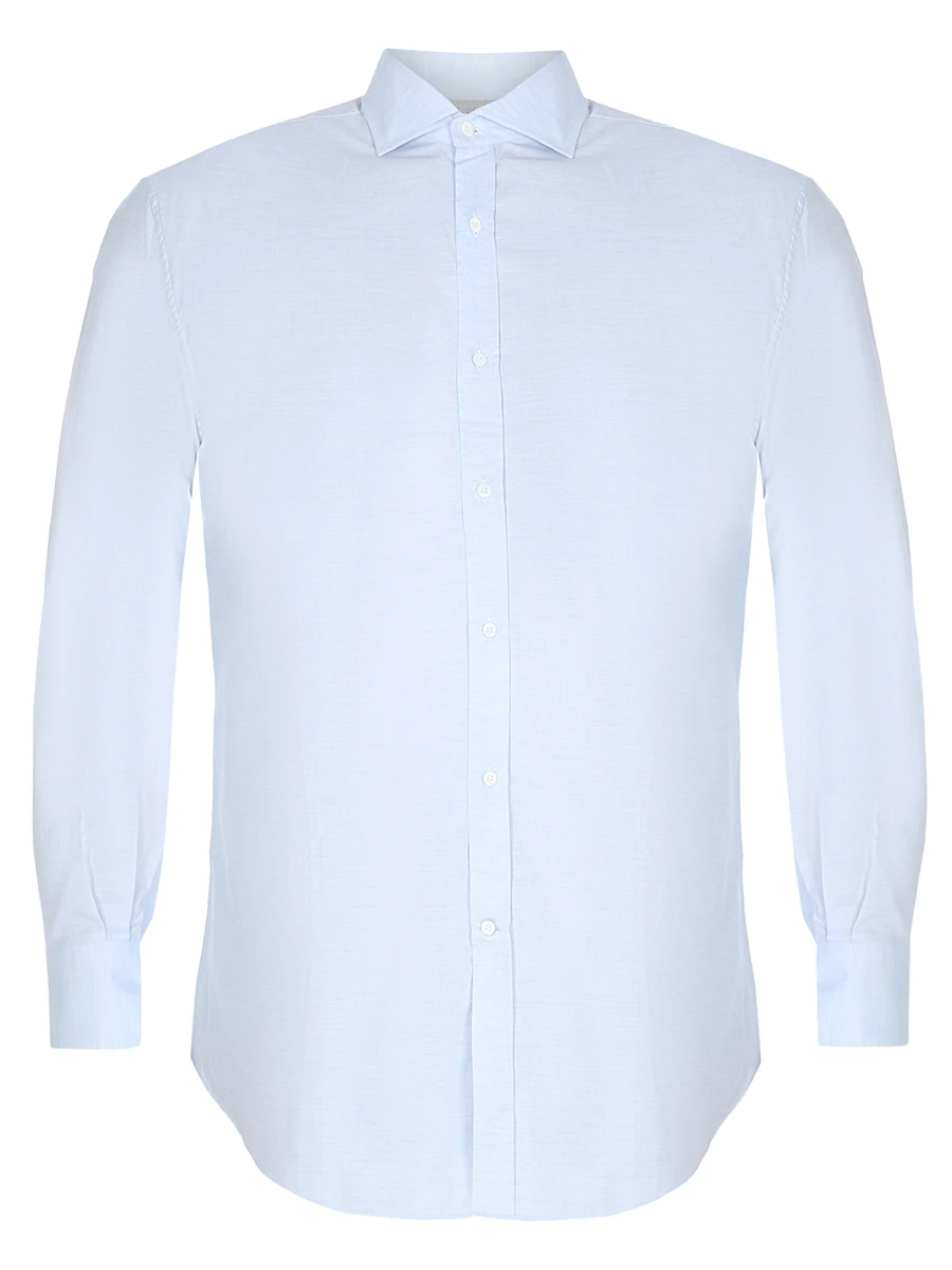 Рубашка Basic Fit хлопковая BRUNELLO CUCINELLI MG6700028/ голубой, размер 56 MG6700028/ голубой - фото 1