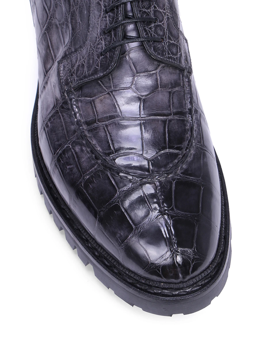 Дерби из кожи крокодила SANTONI MPCO15262CL1HCWSG59 Графитный, размер 42.5, цвет серый - фото 5