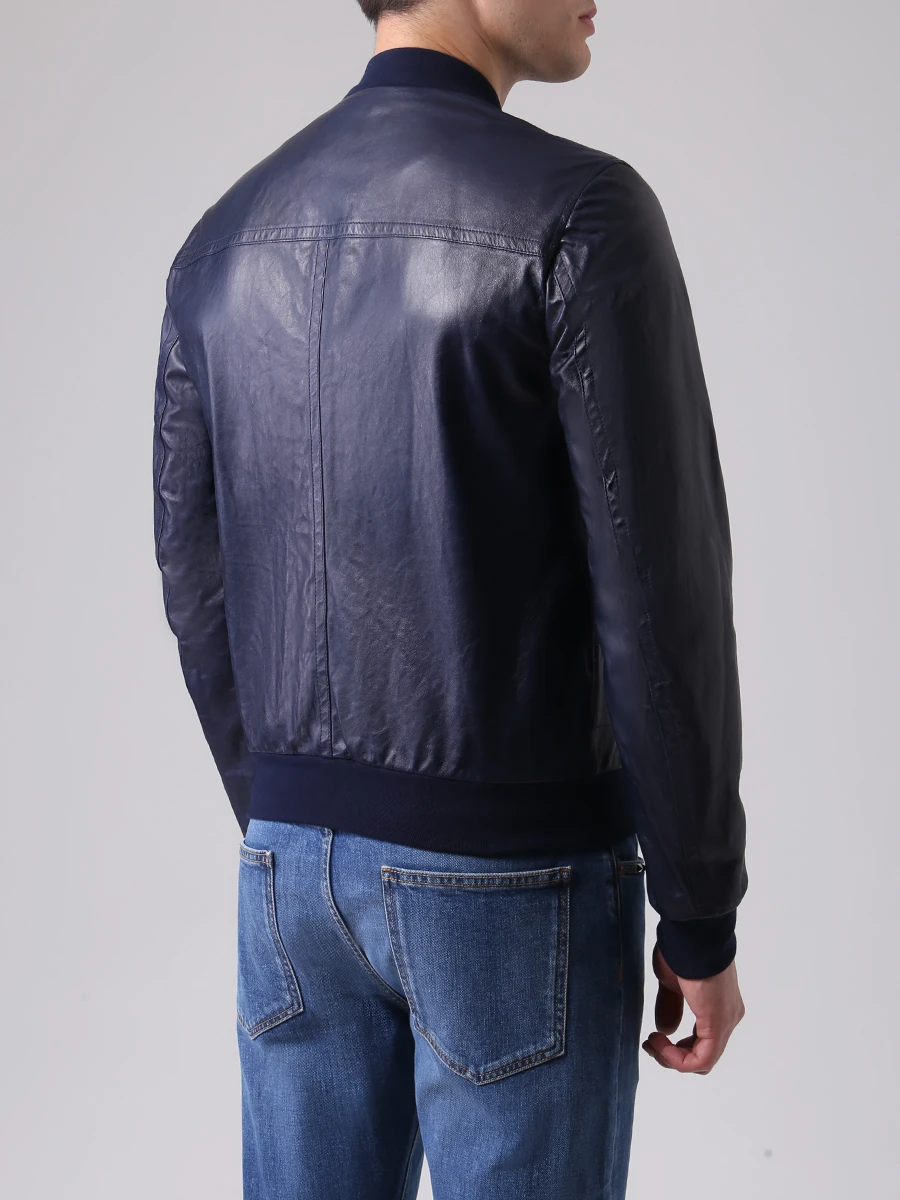 Кожаная куртка-бомбер DOLCE & GABBANA G9RM6L HULF8 B0310 Синий  Фото 3