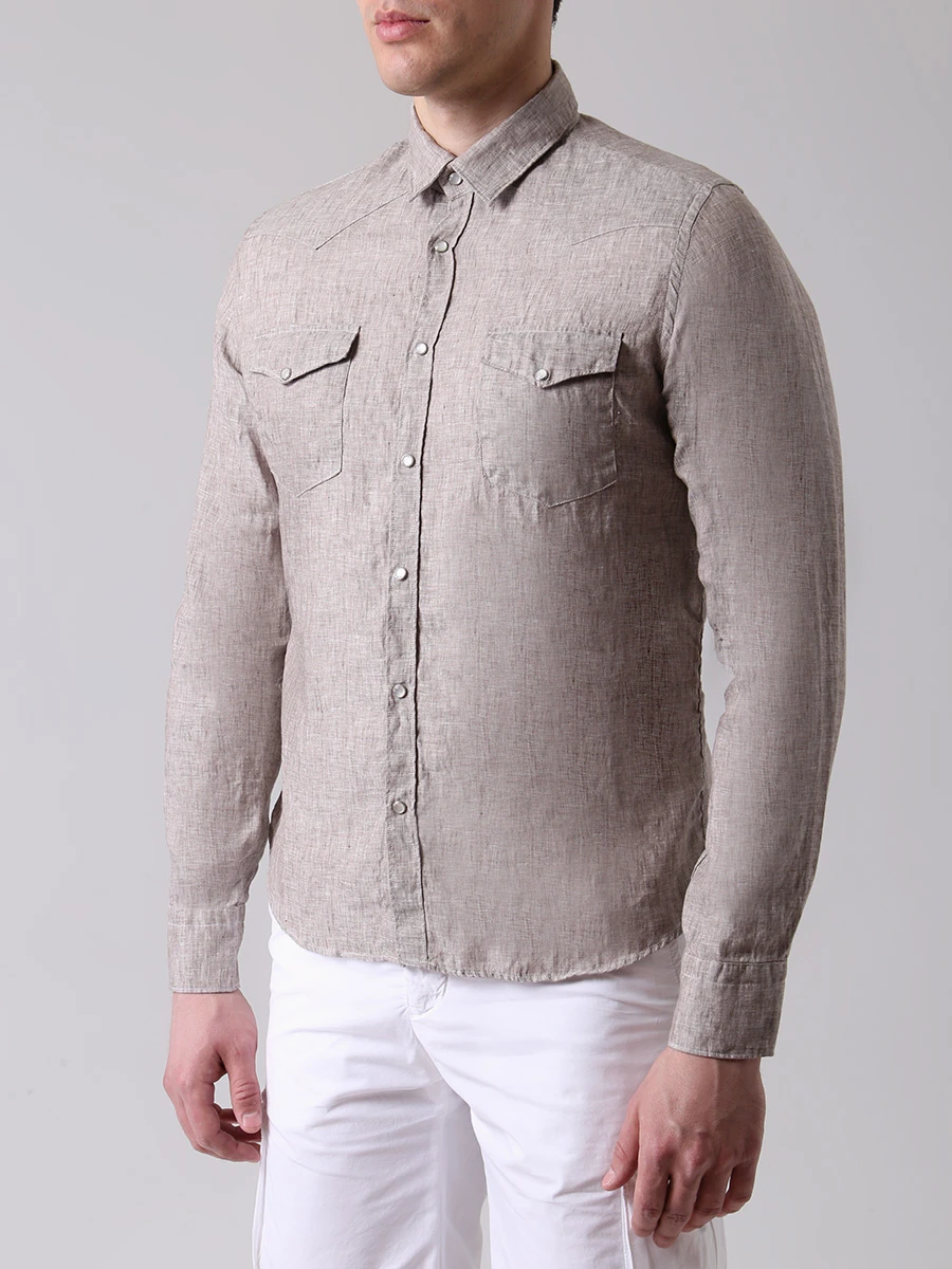 Рубашка Slim Fit льняная FIORONI CASHMERE MCM20R504G1 2504 20, размер 58, цвет бежевый - фото 4