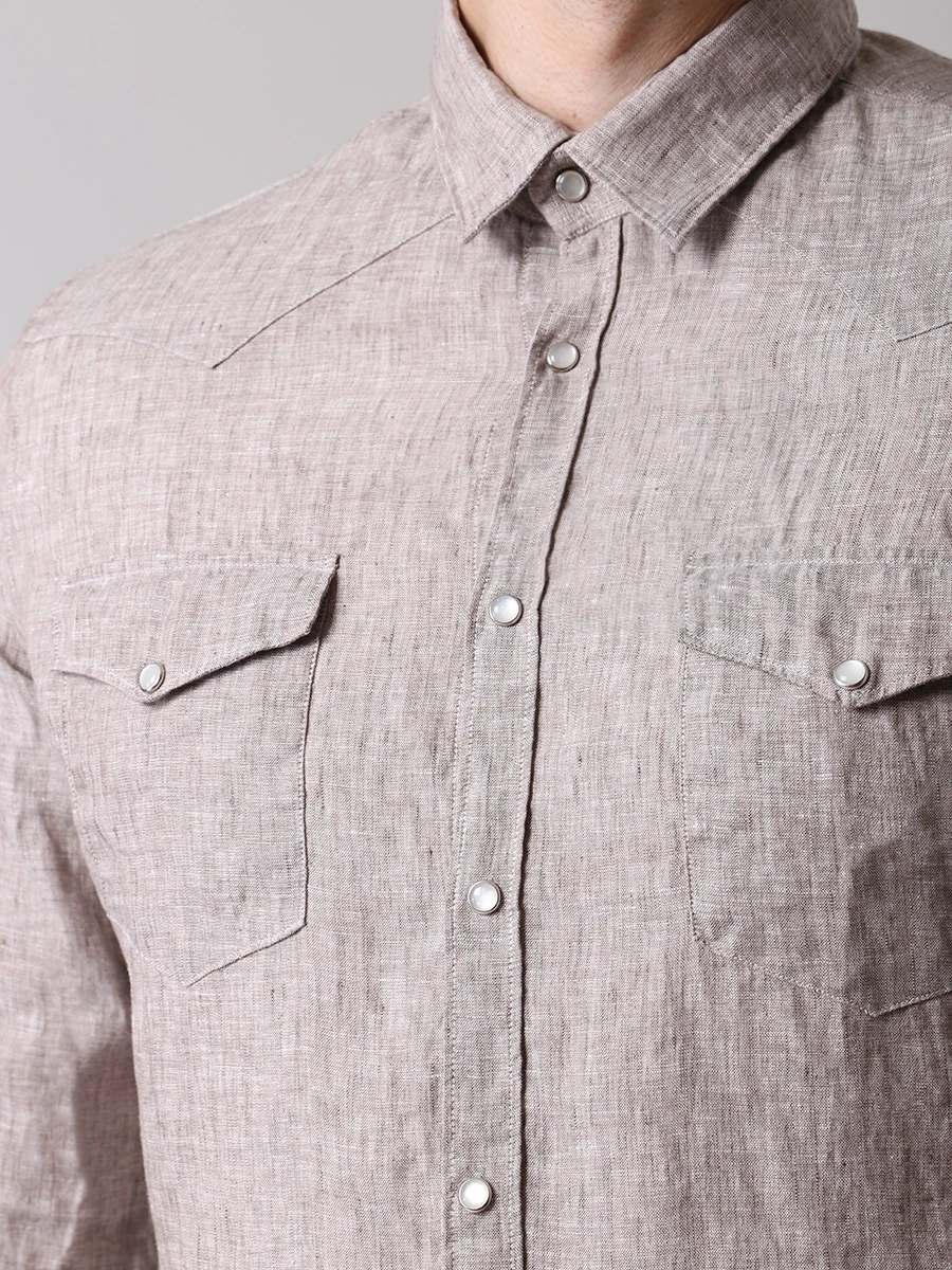 Рубашка Slim Fit льняная FIORONI CASHMERE MCM20R504G1 2504 20, размер 58, цвет бежевый - фото 5