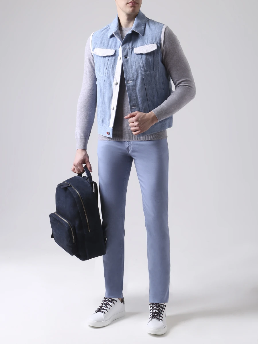 Джинсы Slim Fit хлопковые CESARE ATTOLINI tr118p01 p18tcm11 a31 Голубой  Фото 2