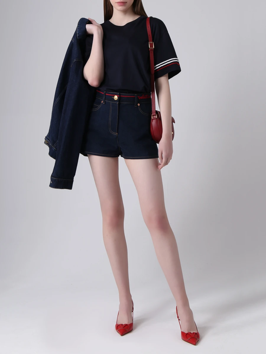 Футболка хлопковая VALENTINO PAP TВ3MG05J5BL 598 Синий  Фото 2