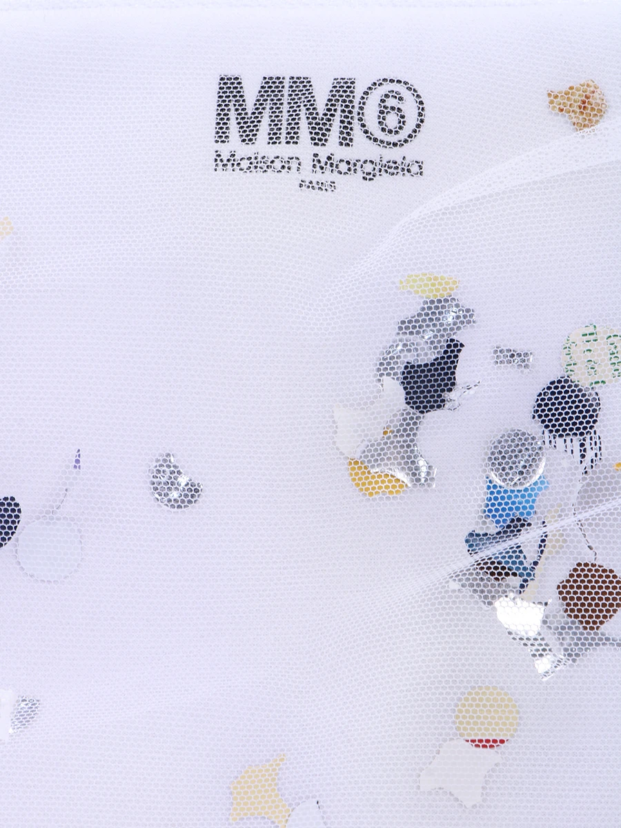Клатч текстильный с камнями MM6 S54WF0037 P3111 T1003, размер Один размер, цвет белый - фото 4
