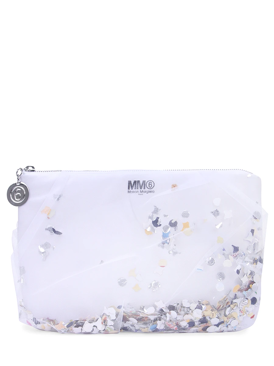 Клатч текстильный с камнями MM6 S54WF0037 P3111 T1003, размер Один размер, цвет белый - фото 1