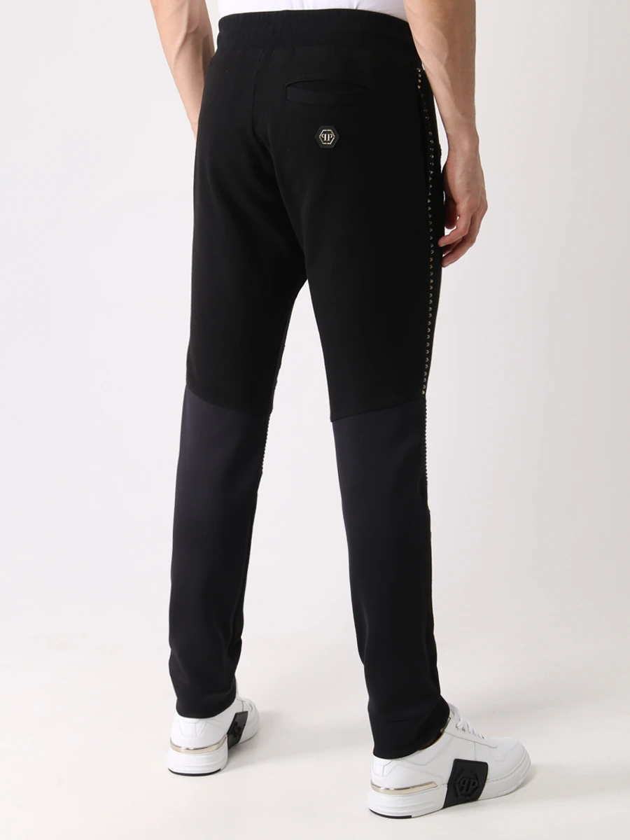Джоггеры хлопковые PHILIPP PLEIN F18C MJT0628 Серебряный Черный Черный  Фото 3