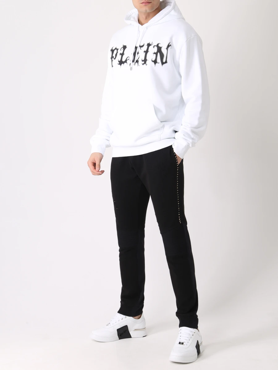 Джоггеры хлопковые PHILIPP PLEIN F18C MJT0628 Серебряный Черный Черный  Фото 2
