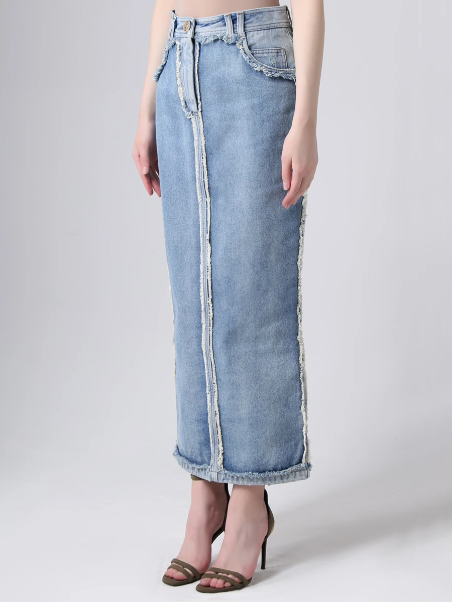 Юбка-миди джинсовая BALMAIN TF14711D008 Деним  Фото 4