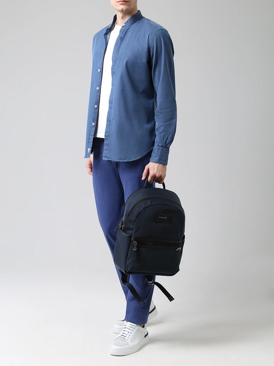 Рубашка хлопковая slim fit CANALI GL00952/301/L7C3 Деним  Фото 2