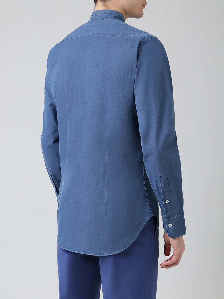 Рубашка хлопковая slim fit CANALI GL00952/301/L7C3 Деним  Фото 3