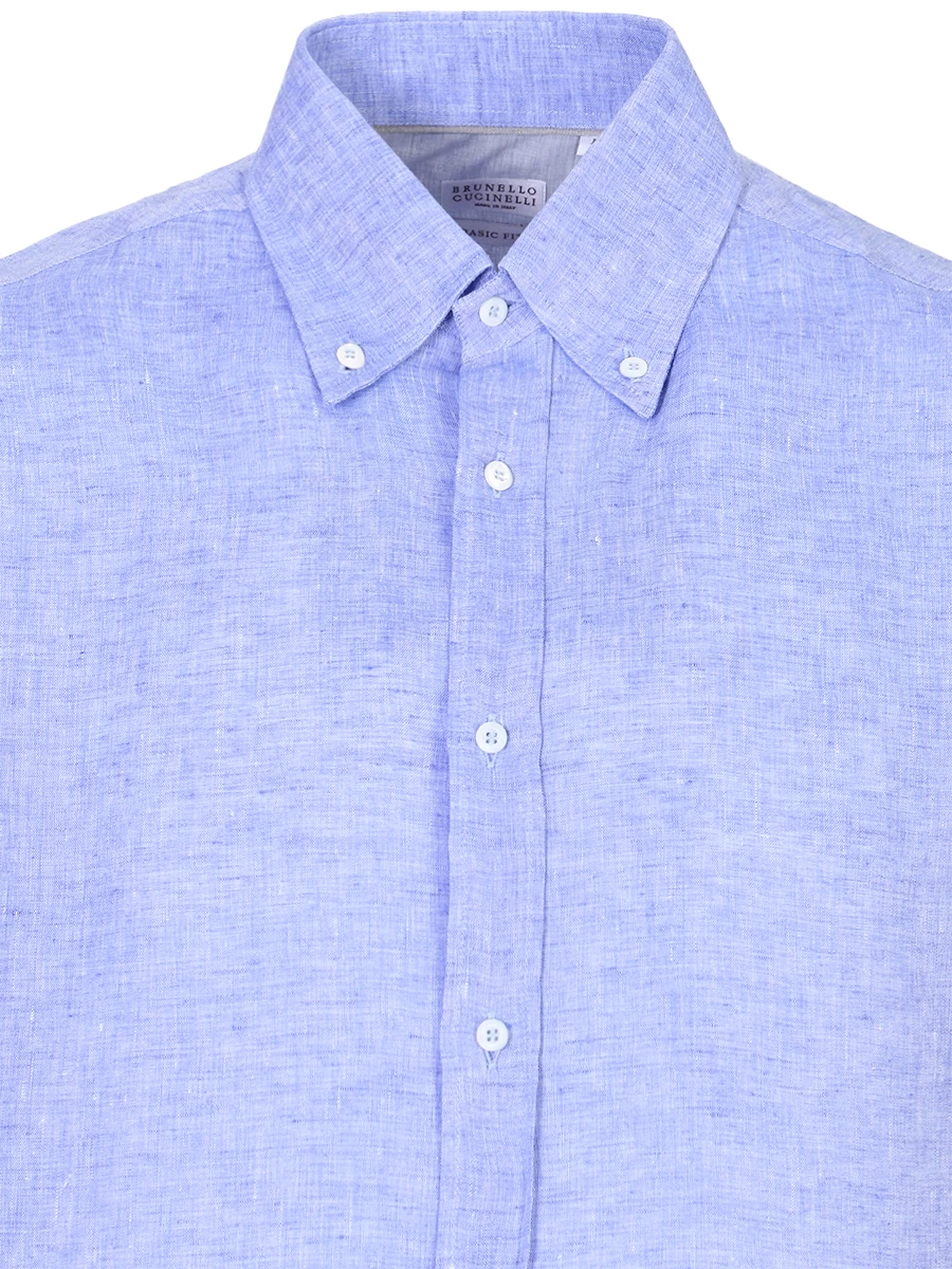 Льняная рубашка BRUNELLO CUCINELLI MB6080038 C493, размер 50, цвет голубой - фото 3