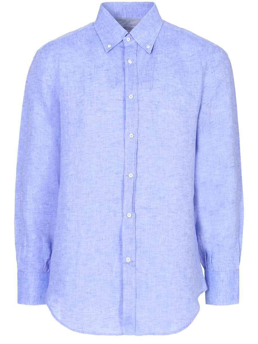 Льняная рубашка BRUNELLO CUCINELLI MB6080038 C493, размер 50, цвет голубой - фото 1