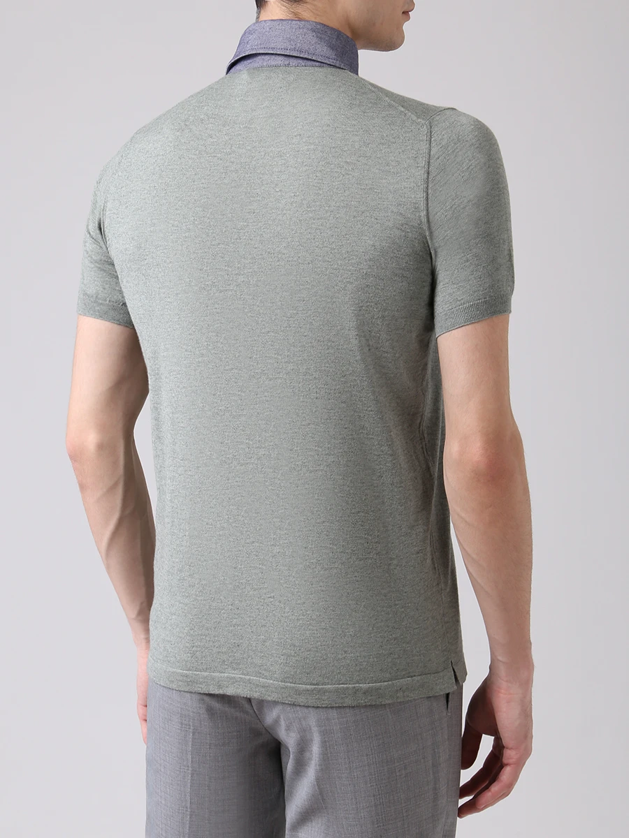 Поло из хлопка и кашемира FIORONI CASHMERE MKF20620C1 94 Зеленый  Фото 3