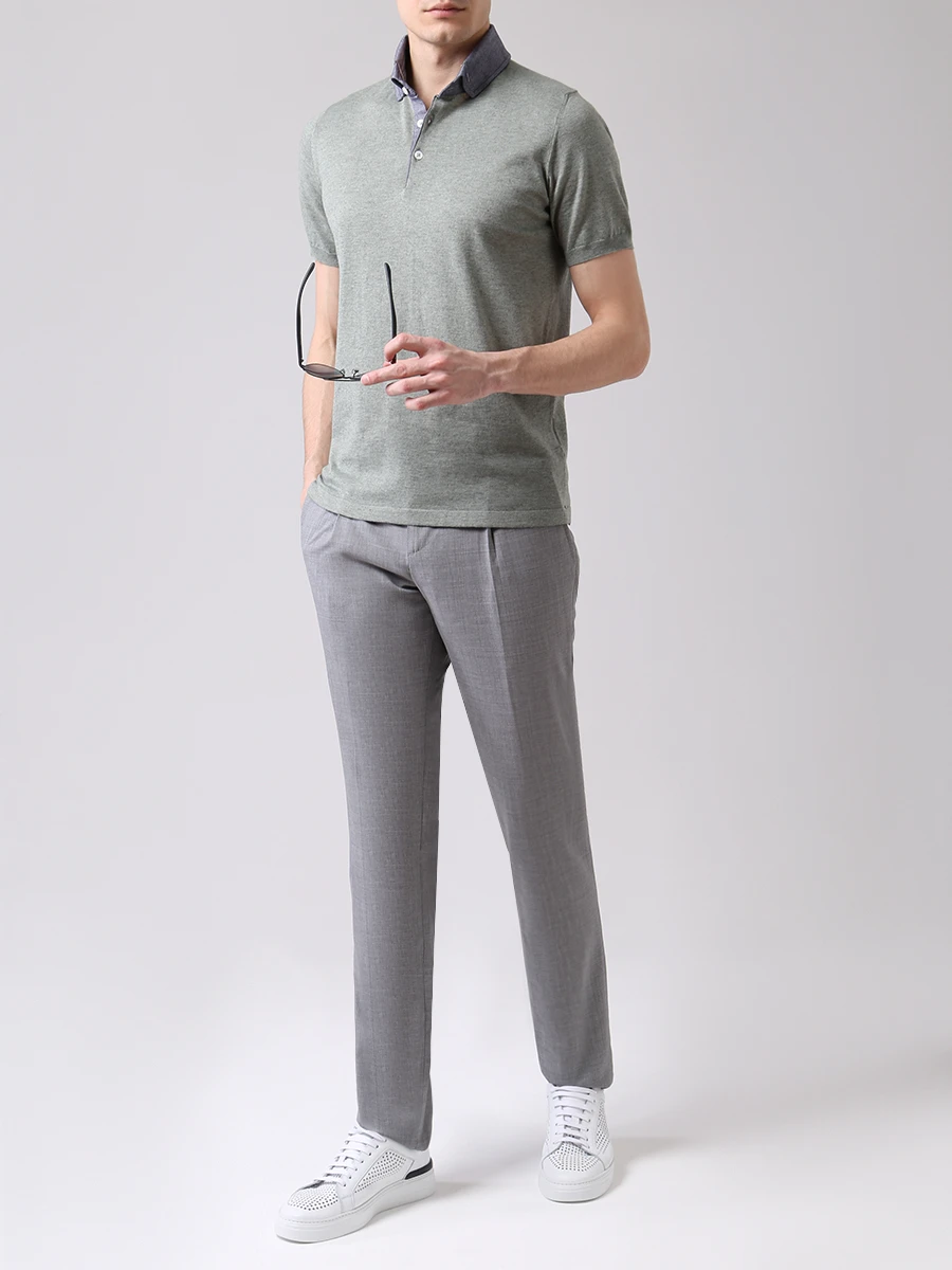 Поло из хлопка и кашемира FIORONI CASHMERE MKF20620C1 94 Зеленый  Фото 2