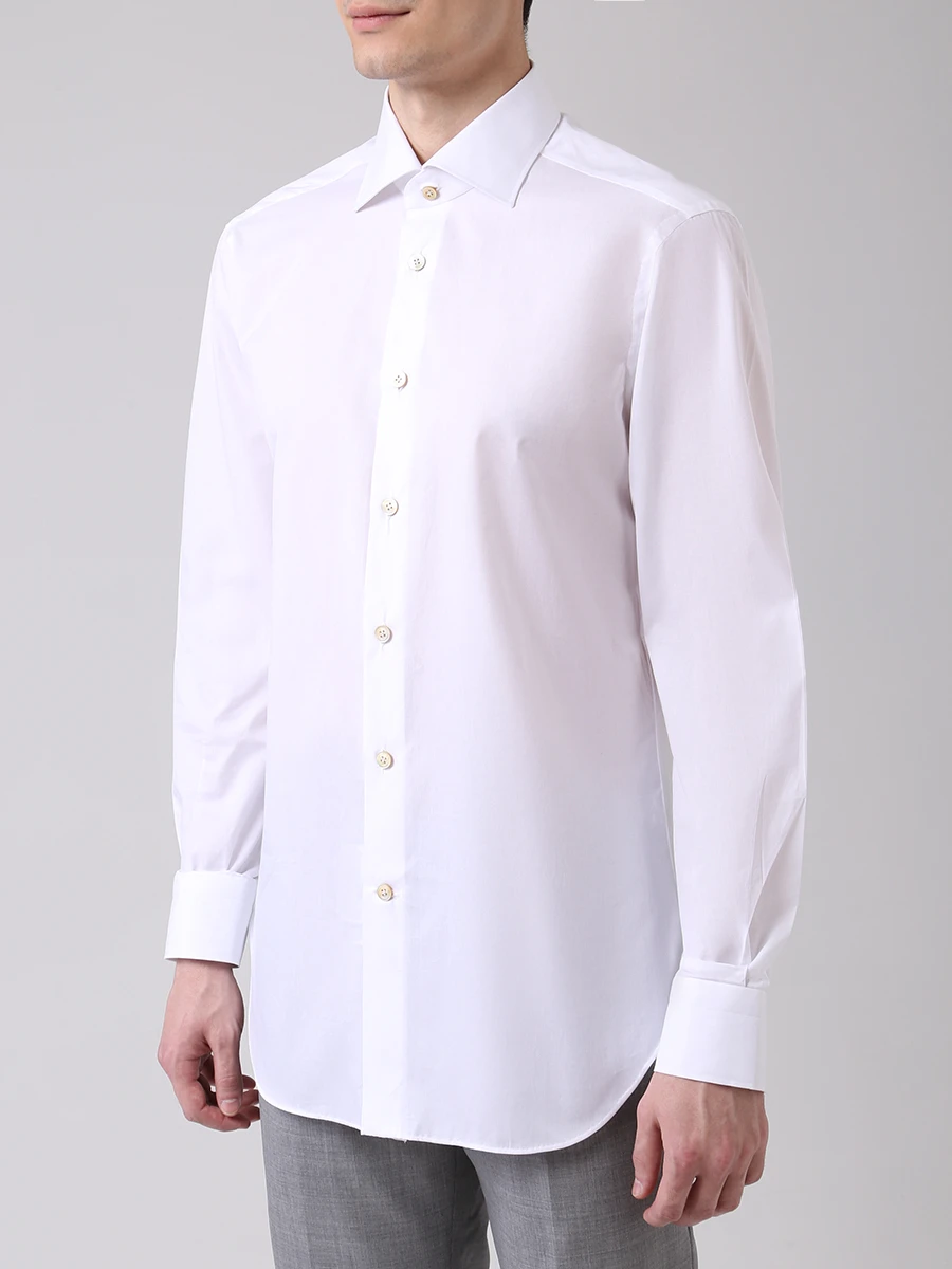 Рубашка Slim Fit хлопковая KITON UCCH0614501008, размер 50, цвет белый - фото 4