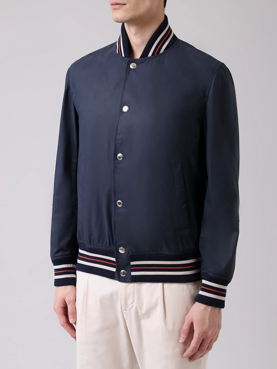 Бомбер кожаный BRUNELLO CUCINELLI MPTOS1803 CC799 Синий  Фото 4