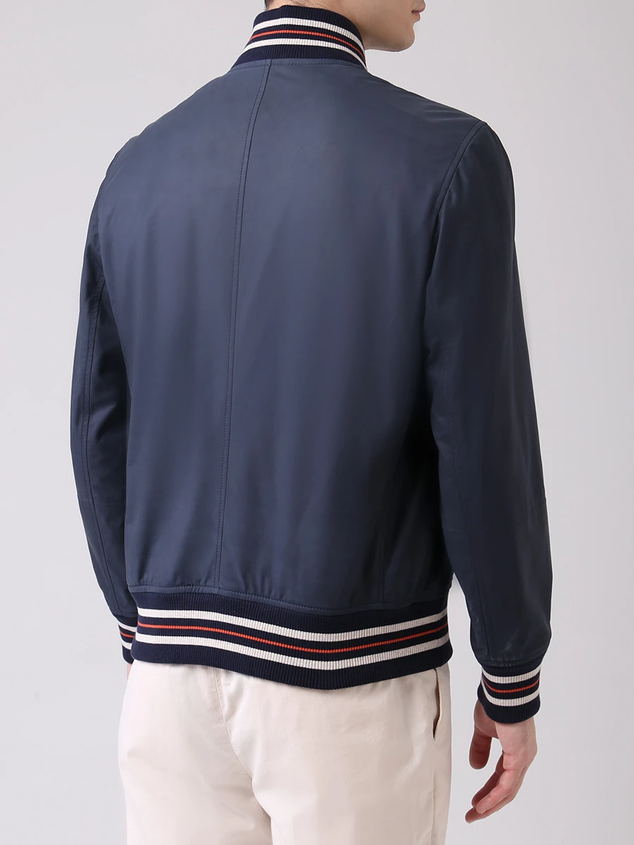 Бомбер кожаный BRUNELLO CUCINELLI MPTOS1803 CC799 Синий  Фото 3