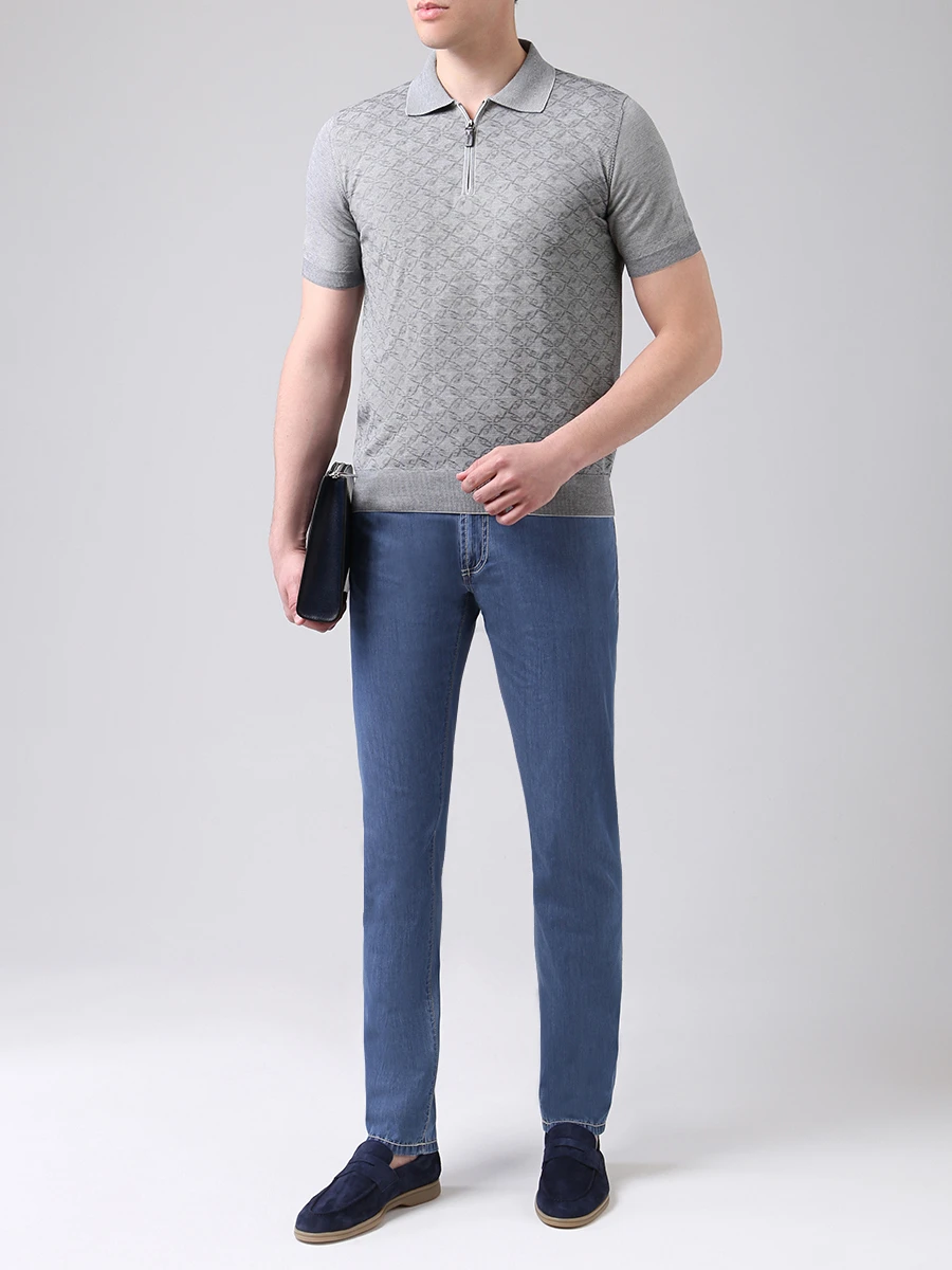 Джинсы slim fit хлопковые CESARE ATTOLINI TR120S01 AT7 B11 Голубой  Фото 2