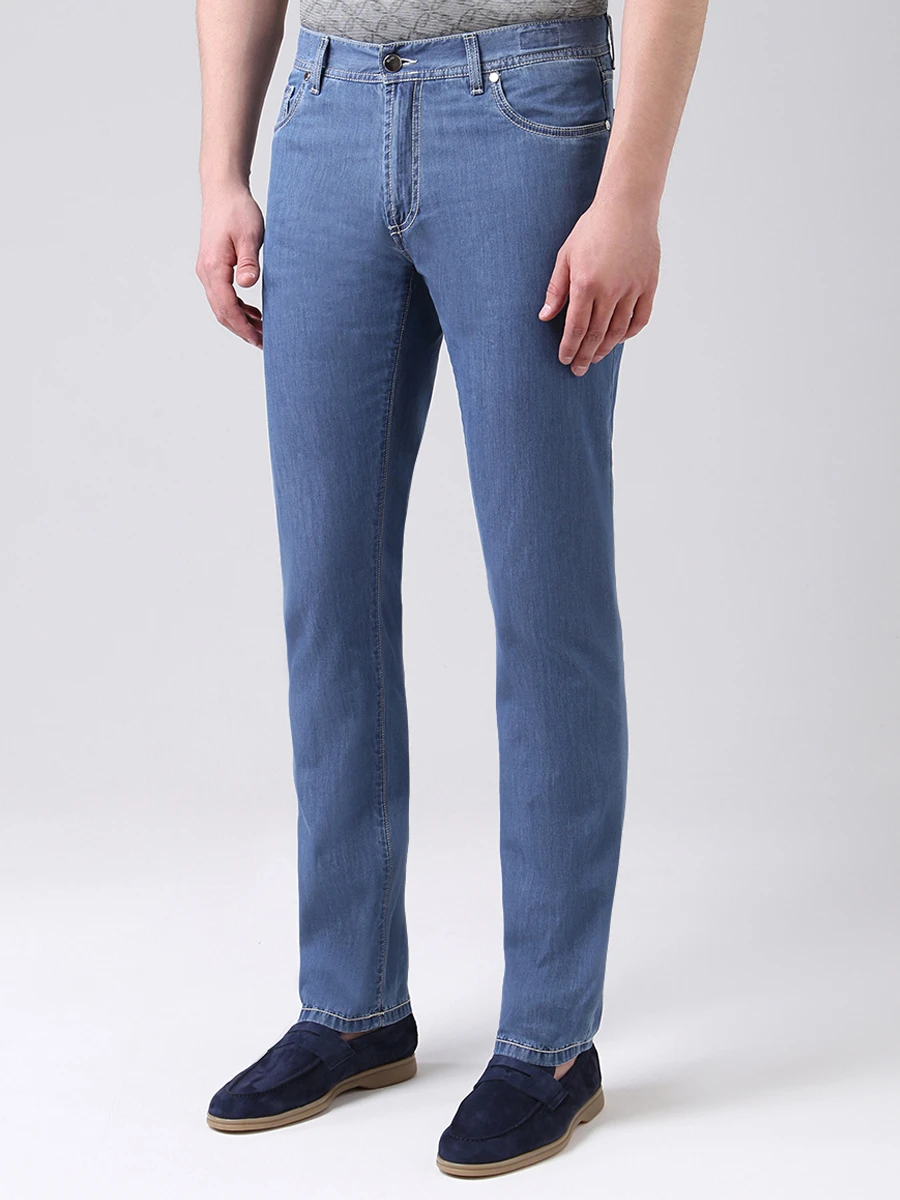 Джинсы slim fit хлопковые CESARE ATTOLINI TR120S01 AT7 B11 Голубой  Фото 4