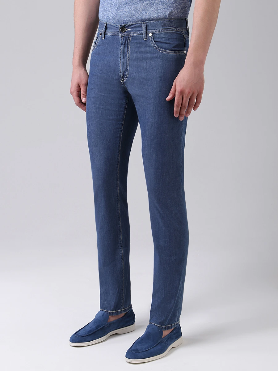 Джинсы slim fit хлопковые CESARE ATTOLINI TR120S03 AT9 B26 Голубой  Фото 4