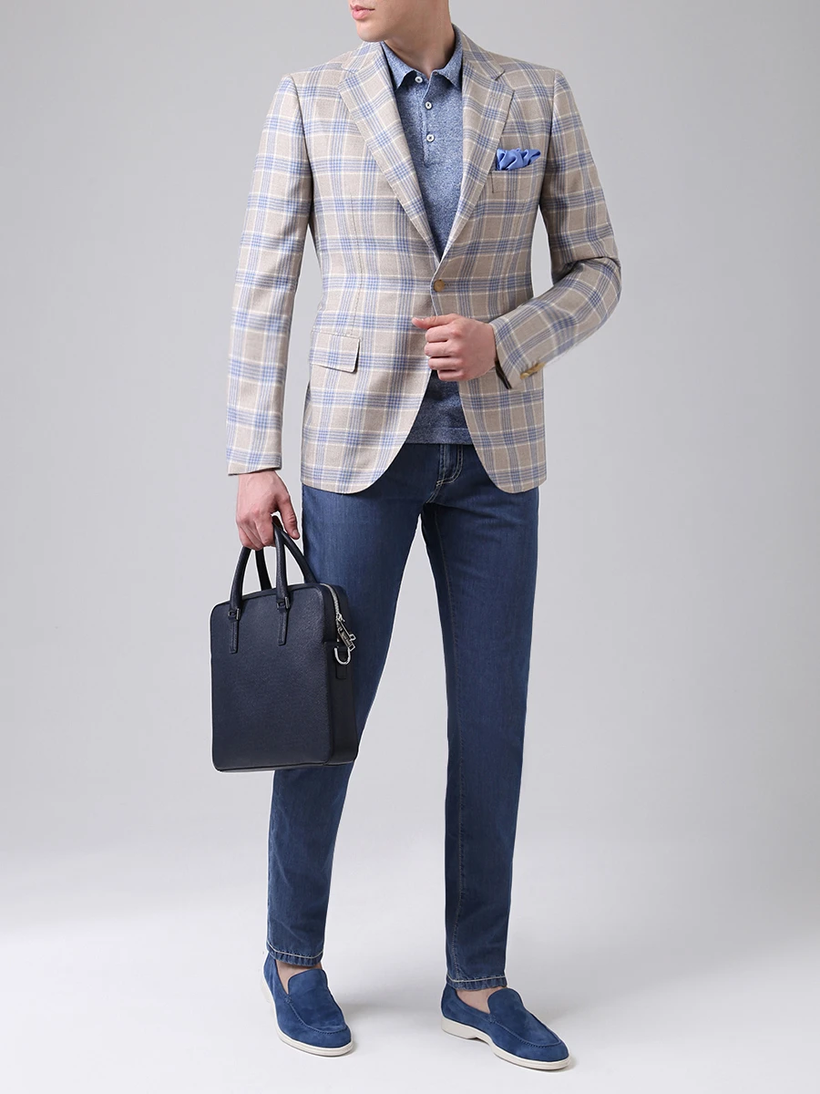 Джинсы slim fit хлопковые CESARE ATTOLINI TR120S03 AT9 B26 Голубой  Фото 2