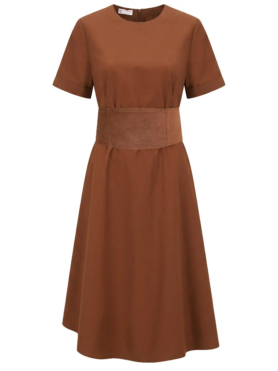 Платье хлопковое BRUNELLO CUCINELLI M0H93A4522 C7913 Коричневый 