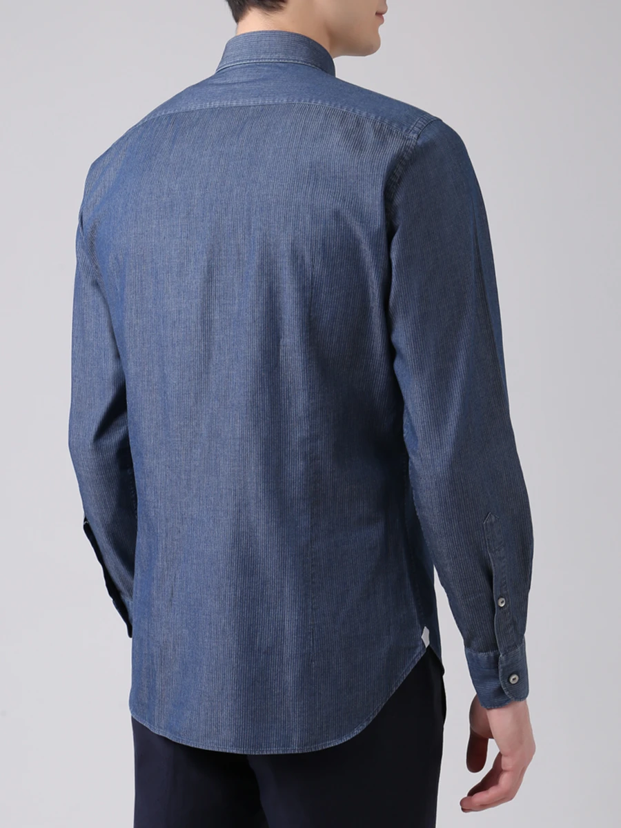 Рубашка slim fit хлопковая LORO PIANA FAL0357 F0WF, размер 54, цвет полоска - фото 3