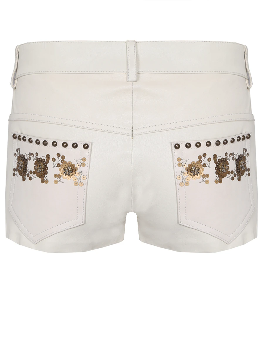 Шорты-мини кожаные с декором ISABEL MARANT SH008/молочный Белый  Фото 2