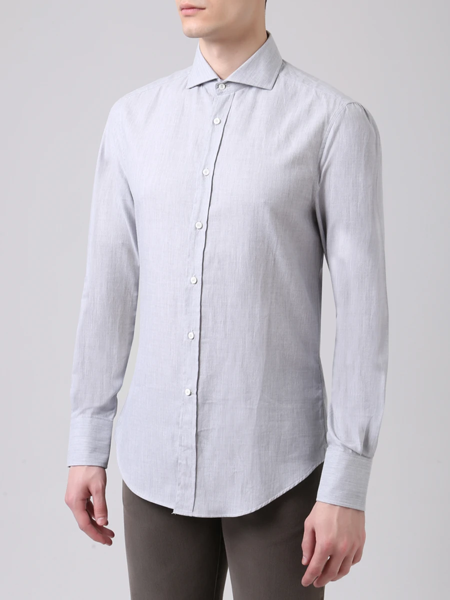 Рубашка Slim Fit хлопковая BRUNELLO CUCINELLI MG6711718/сер, размер 48, цвет серый MG6711718/сер - фото 4