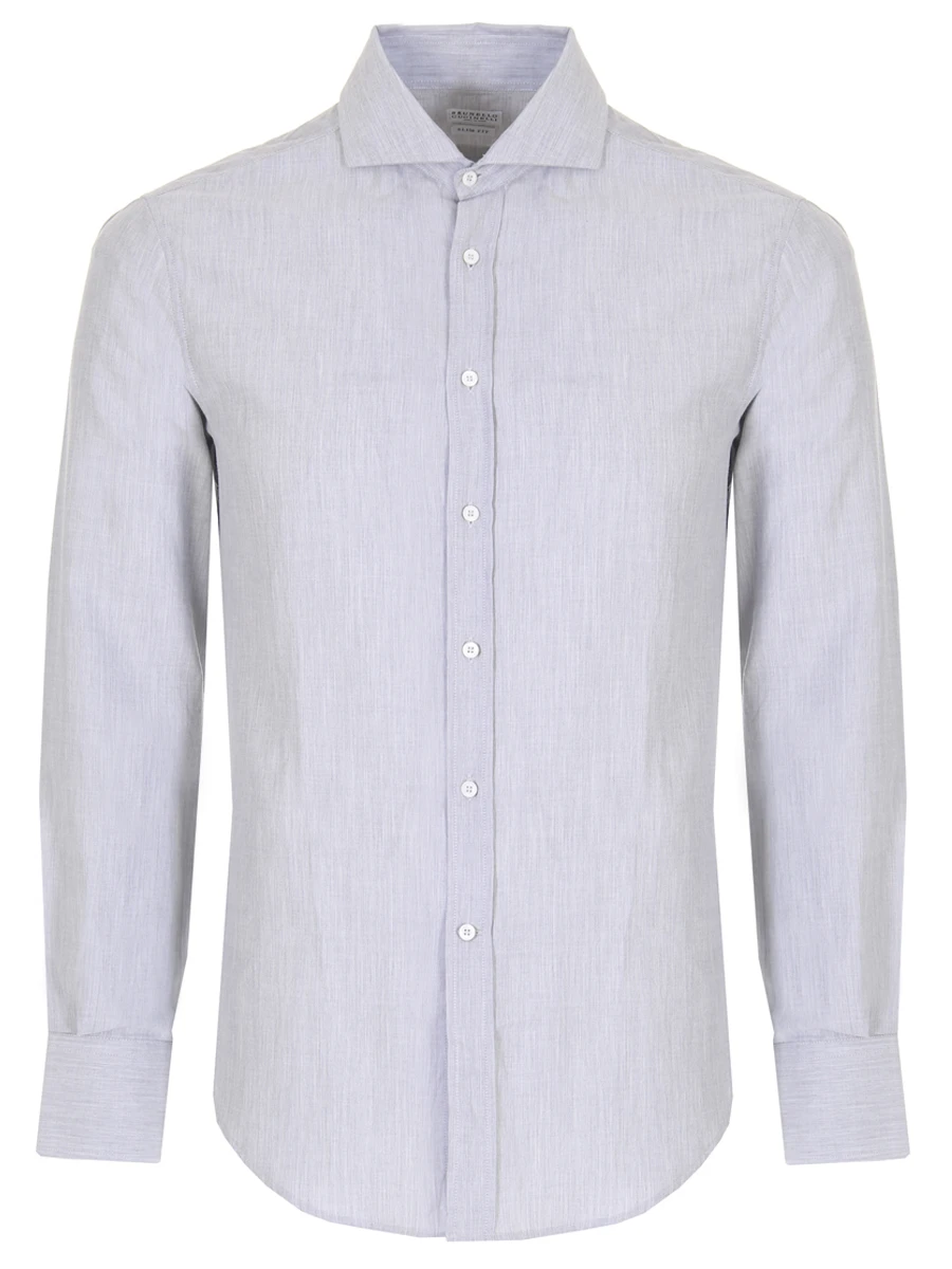 Рубашка Slim Fit хлопковая BRUNELLO CUCINELLI MG6711718/сер, размер 48, цвет серый MG6711718/сер - фото 1