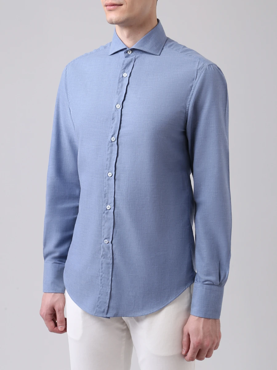 Рубашка Slim Fit хлопковая BRUNELLO CUCINELLI MGG711718 Голубой, размер 48 - фото 4