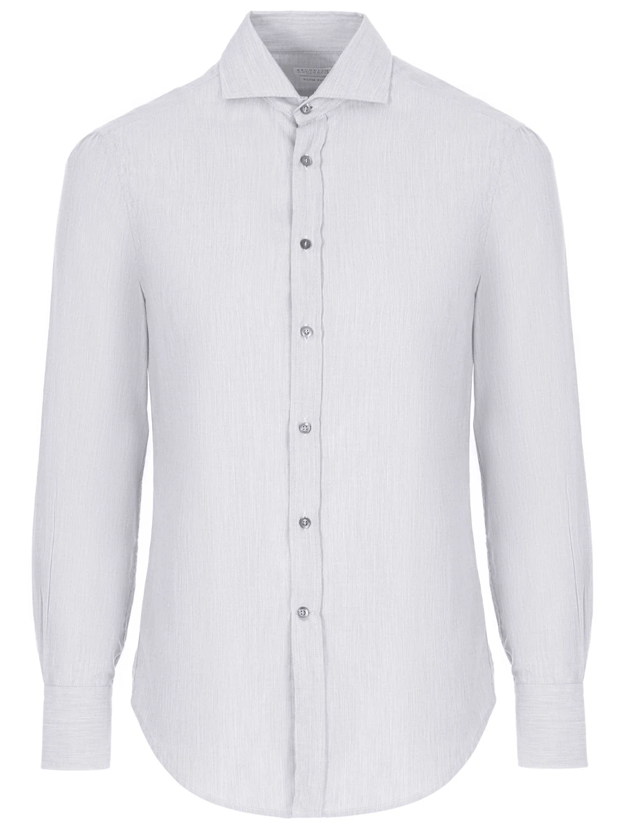 Рубашка Slim Fit хлопковая BRUNELLO CUCINELLI MGG711718 Серый, размер 50 - фото 1