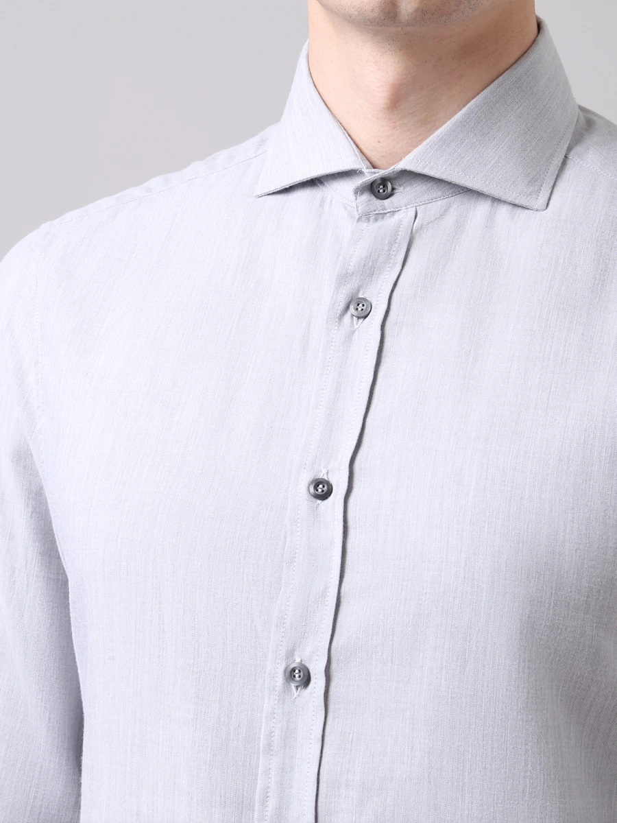 Рубашка Slim Fit хлопковая BRUNELLO CUCINELLI MGG711718 Серый, размер 50 - фото 5