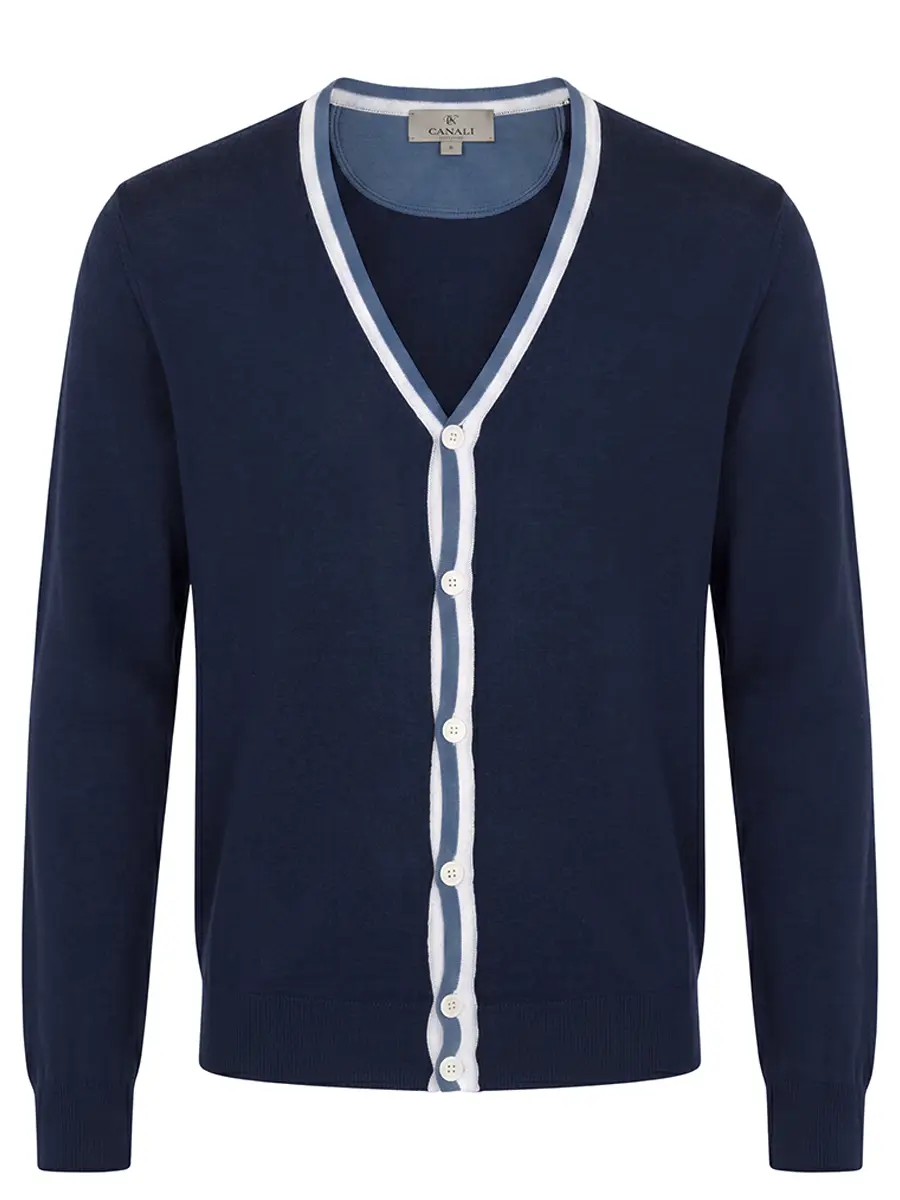 Кардиган хлопковый CANALI K00381-32-син Синий 