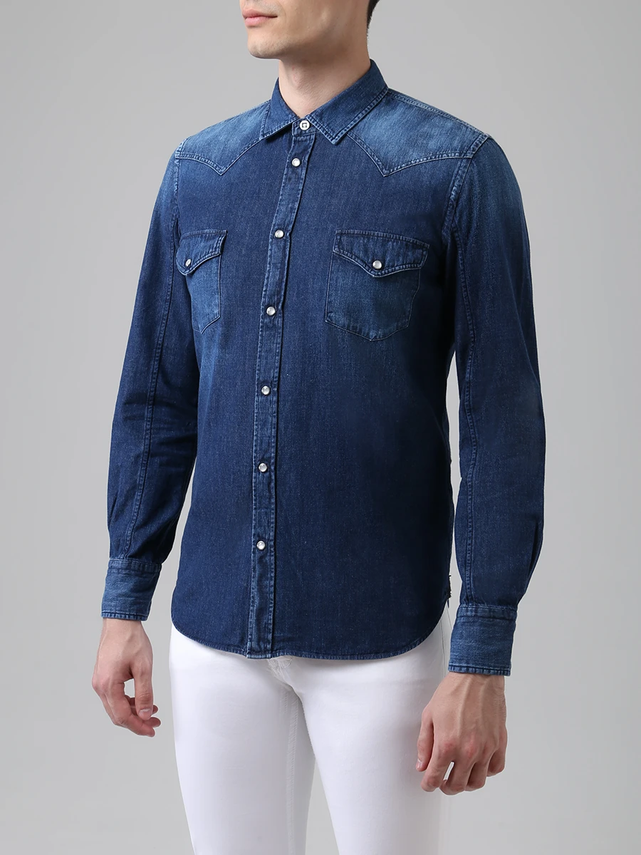 Рубашка Slim Fit джинсовая JACOB COHEN J8067 6528 W2, размер 52, цвет синий - фото 4
