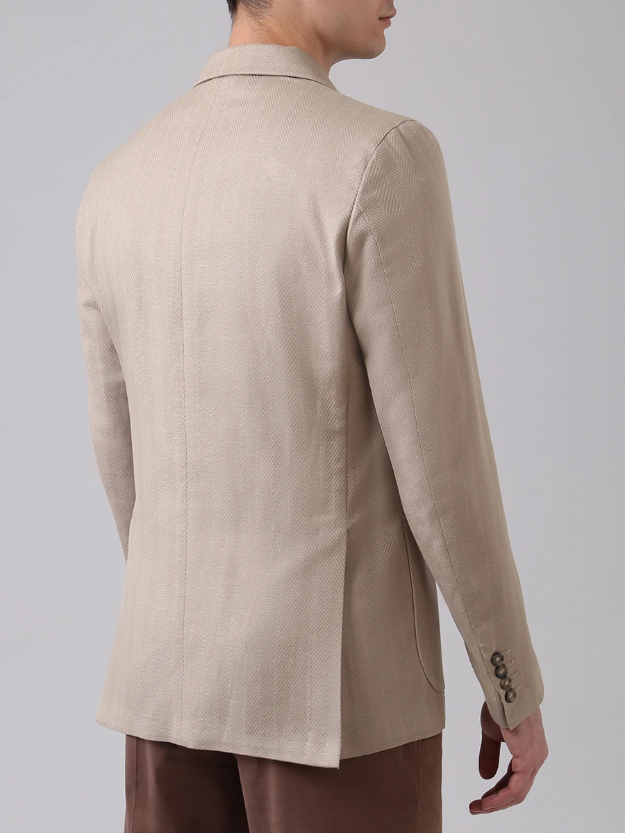 Пиджак из хлопка и льна LORO PIANA FAL0965 D872 Бежевый  Фото 3