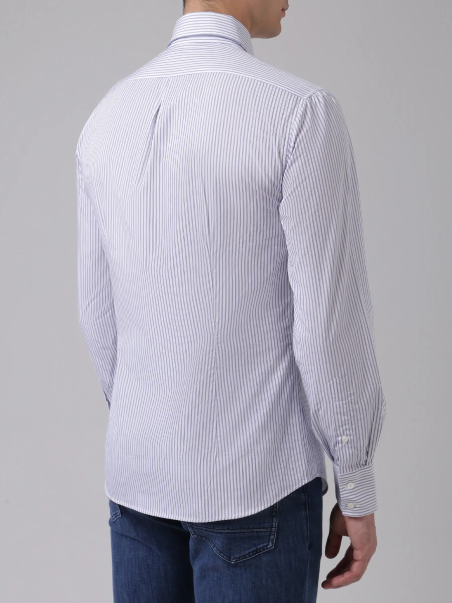 Рубашка Slim Fit хлопковая BRUNELLO CUCINELLI ME6141718, размер 46, цвет полоска - фото 3