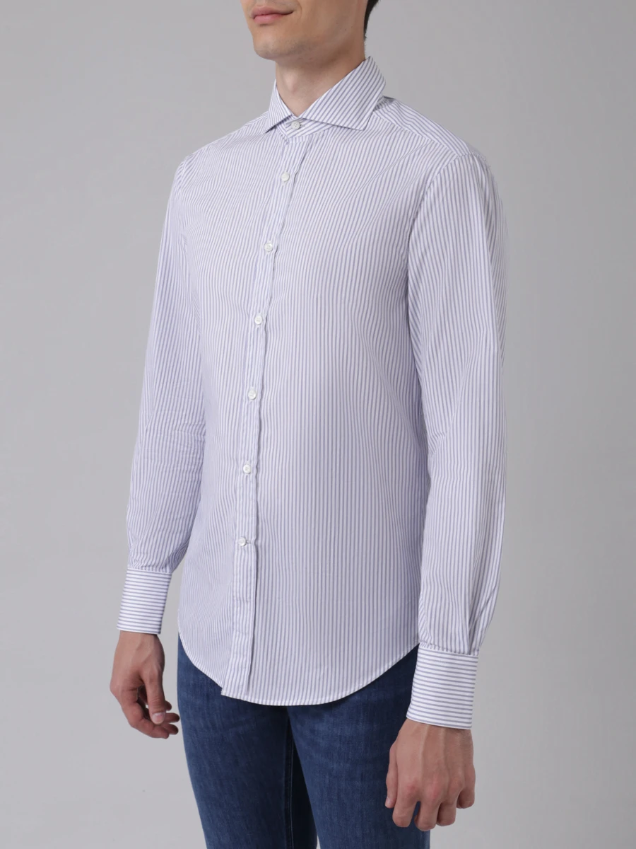 Рубашка Slim Fit хлопковая BRUNELLO CUCINELLI ME6141718, размер 46, цвет полоска - фото 4
