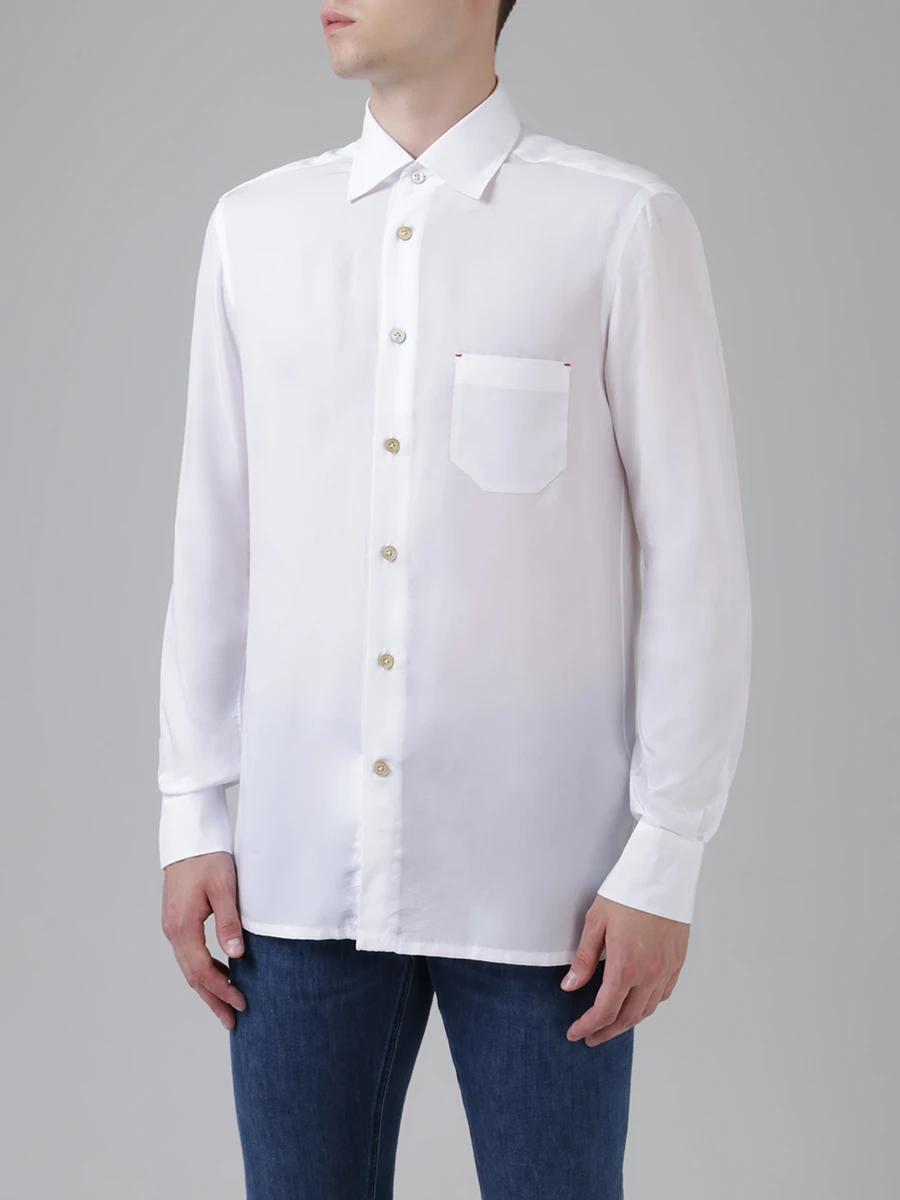 Рубашка Slim Fit из лиоцелла KITON UMCNERH0720901000 Белый  Фото 4