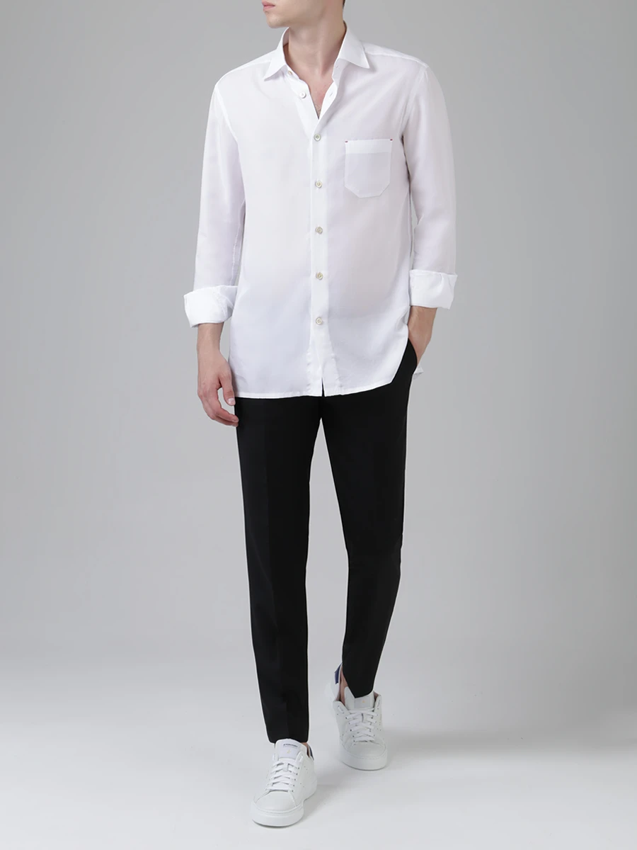 Рубашка Slim Fit из лиоцелла KITON UMCNERH0720901000 Белый  Фото 2