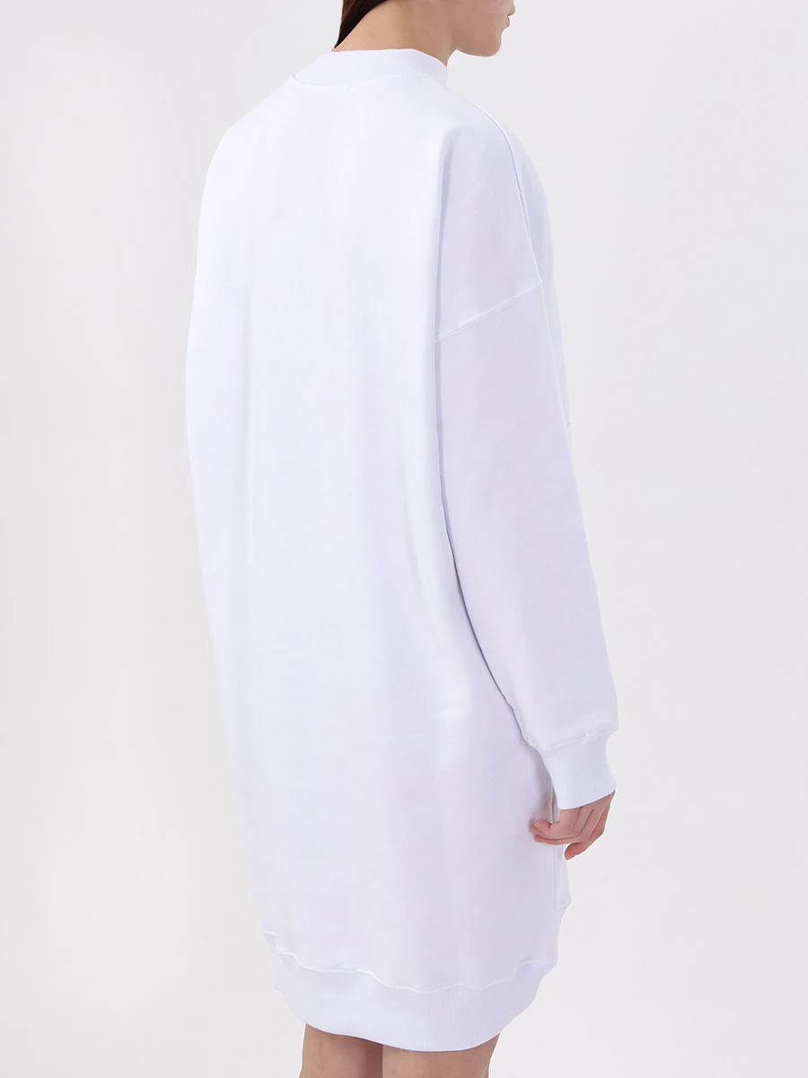 Платье хлопковое с принтом MSGM MDА67, размер 40, цвет белый - фото 3