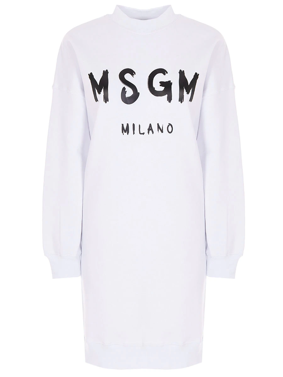 Платье хлопковое с принтом MSGM MDА67, размер 40, цвет белый - фото 1