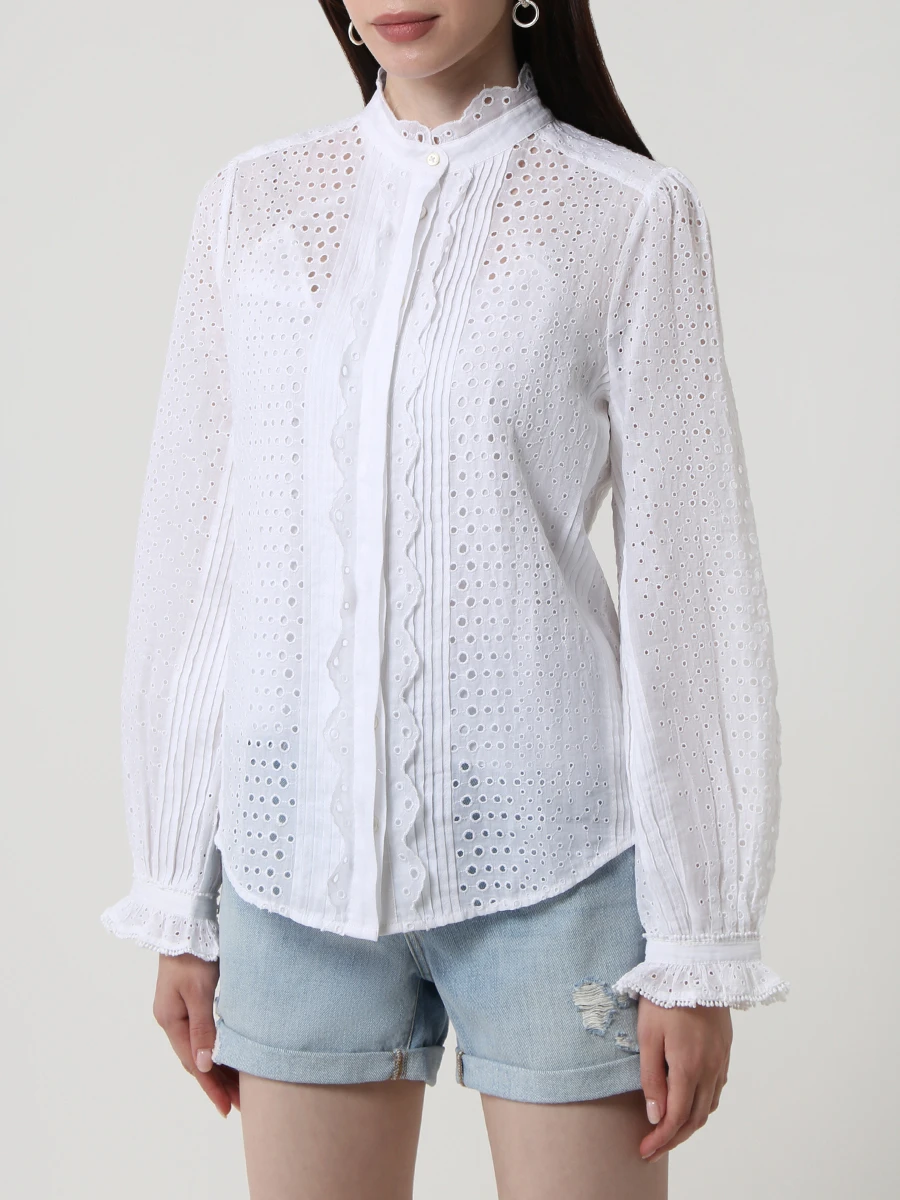 Рубашка хлопковая с вышивкой FRAME LWSH1512 белый, размер 38 - фото 4