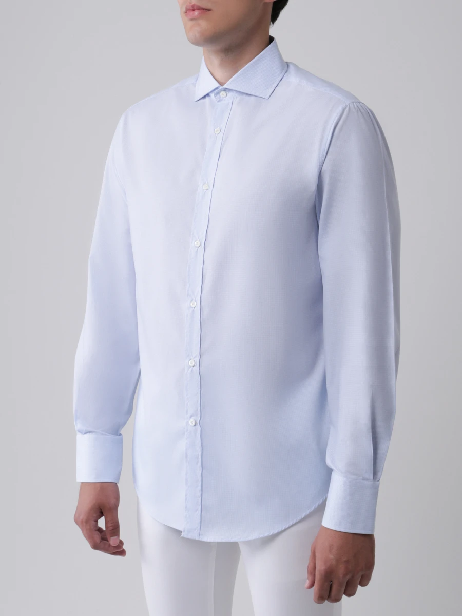 Рубашка slim fit хлопковая BRUNELLO CUCINELLI MG6331718, размер 52, цвет голубой - фото 4