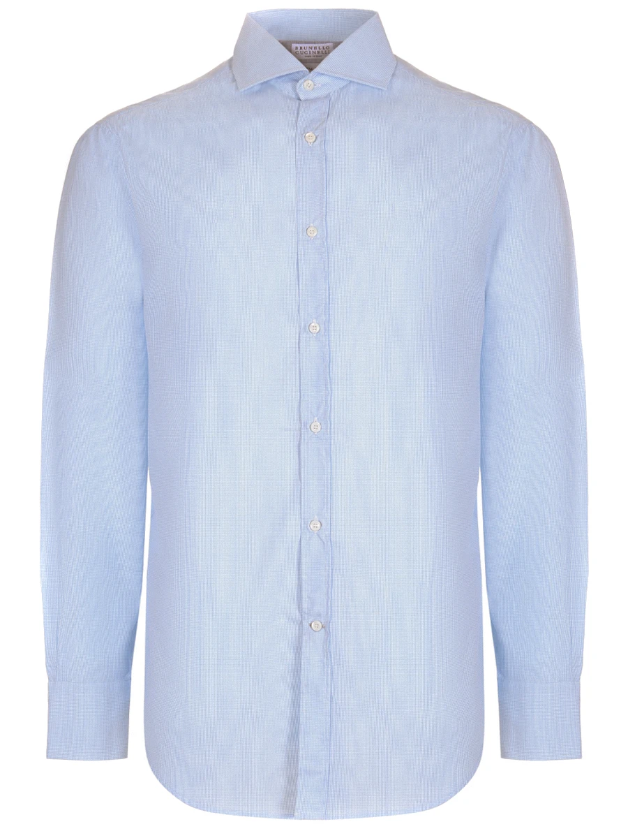 Рубашка slim fit хлопковая BRUNELLO CUCINELLI MG6331718, размер 52, цвет голубой - фото 1
