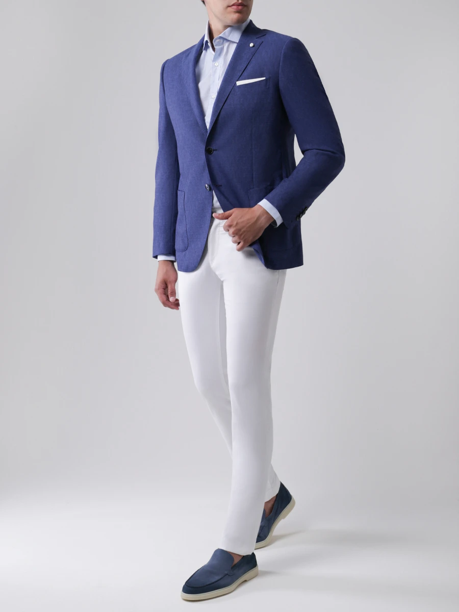 Рубашка slim fit хлопковая BRUNELLO CUCINELLI MG6331718, размер 52, цвет голубой - фото 2