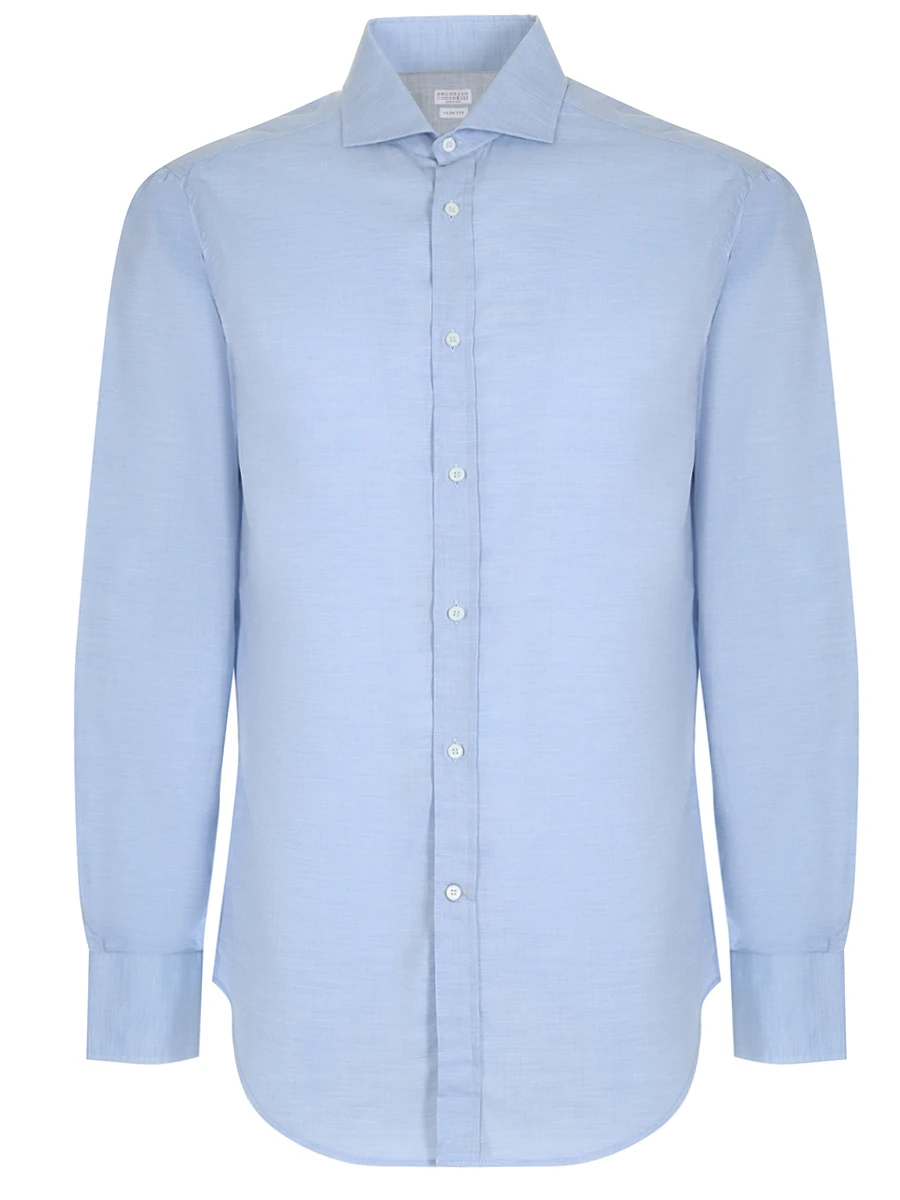 Рубашка Slim Fit хлопковая BRUNELLO CUCINELLI MGG711718 Св.Голубой, размер 50 - фото 1