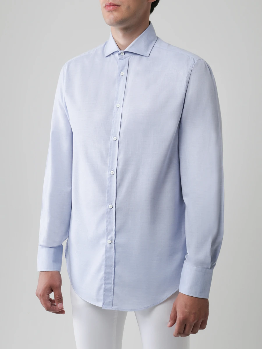 Рубашка Slim Fit хлопковая BRUNELLO CUCINELLI MGG711718 Св.Голубой, размер 50 - фото 4
